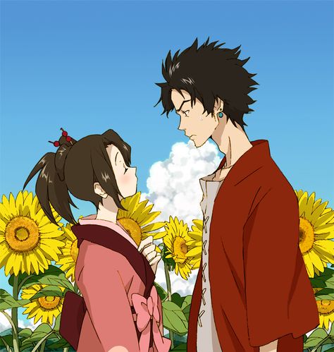 Mameko, Samurai Champloo, Kasumi Fuu, Mugen (Samurai Champloo), Sunflower, Yellow Flower Sunflower Samurai, Sunflower Anime, The Way Of The Samurai, Way Of The Samurai, Samurai Champloo, Some Nights, Shōnen Manga, Old Anime, Cowboy Bebop