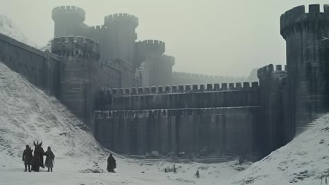 Got Landscapes, College Of Winterhold Aesthetic, Game Of Thrones Landscape, Winterfell Aesthetic, Winter Fortress, Westeros Aesthetic, Winterfell Castle, Snowy Castle, Got Aesthetic