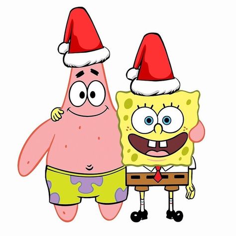 It’s jolly Patrick Spongebob, Spongebob Christmas, Christmas Cartoon Characters, Spongebob And Patrick, Xmas Sticker, Santa Card, Christmas Yard Art, Christmas Rock, Cute Christmas Wallpaper