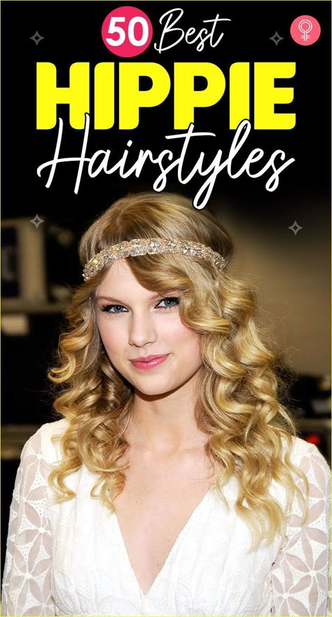 50 Best Hippie Hairstyles: Here are 50 best hippie hairstyles for women that comprise of dreads, buns and braids. Yes braids, read on to know more about the different hippie hairstyles: #hairstyle #hairstyleideas #hippiehairstyles Groovy Party Hairstyles, Hippy Updo Hairstyles, 70s Hairstyles With Headband, 70s Hippy Hair, 70s Hairstyles For Kids, Flower Child Hairstyles, 70s Hair Styles Long, Hippie Makeup Looks Halloween, 70’s Style Hair