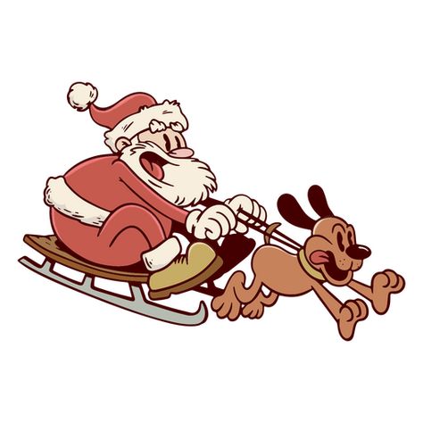 Santa's sleigh drawn by a dog PNG Design Santa Graphic Design, Santa Claus Drawing Art, Santa’s Sleigh, Santa Sleigh Drawing, Christmas Drawings Art Sketch, Christmas Character Art, Christmas Drawing Ideas Creative, Santa Drawing, Santa Claus Illustration