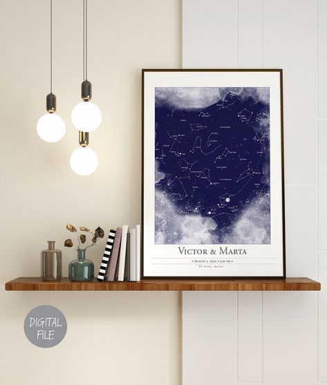 Night Sky Constellations, Night Sky Map, Birth Poster, Sky Map, Constellation Map, Baby Posters, Personalized Map, Star Map, Gifts For New Parents