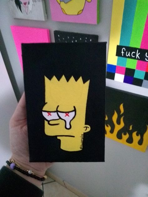 Men Painting Ideas, Easy Canvas Art For Beginners Simple, Painting Ideas For Men, Paintings For Guys, Easy Posca Art, Bart Simpson Painting, Easy Canvas Art Aesthetic, Easy Diy Painting, Easy Disney Drawings