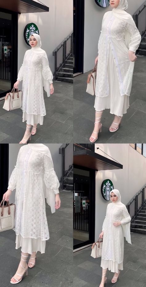 Lebaran Outfit, Mix And Match Outfits Hijab, Mix And Match Outfit, Hijab Skirt, Dress Brokat Modern, Kebaya Modern Dress, Outfit Simple, Street Hijab Fashion, Ootd Dress