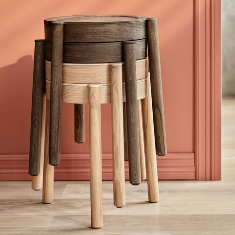 The Northern - Pal Stacking Stool Three Legged Stool, Stackable Stools, Design Online Shop, Contemporary Seating, Mountain Cottage, Low Stool, Ferm Living, Light Oak, Birdy