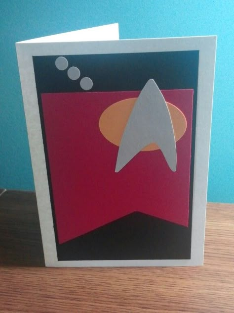 Sheryl's Crafting Corner: Far Out Star Trek Birthday card Star Trek Birthday Cards Diy, Star Trek Birthday Cards, Star Trek Gifts For Him, Star Trek Fathers Day Card, Star Trek Crafts Diy, Star Trek Decorations Party, Star Trek Birthday Party, Star Trek Crafts, Star Trek Crochet