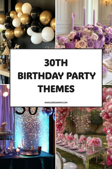 Make your 30th birthday one to remember. With these 30th birthday party ideas, from epic celebrations to funny and classy themes, you’ll find the perfect way to mark this special milestone. Thirty Year Old Birthday Ideas, Themed 30th Birthday Party Ideas, Classy Birthday Party Ideas, 30th Birthday Ideas For Women Themes Turning 30, 30th Birthday Themes For Women, 30th Birthday Ideas For Women Themes, Theme For Birthday Party, 30 Bday Ideas, 30th Birthday Party Ideas