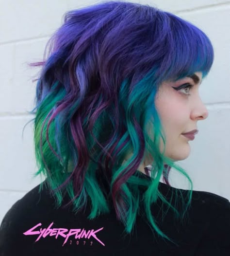 Fall Colorful Hair, Rainbow Roots, Galaxy Hair Color, Funky Hair Colors, Summer Hair Trends, Galaxy Hair, Vivid Hair Color, Rainbow Hair Color, Pulp Riot