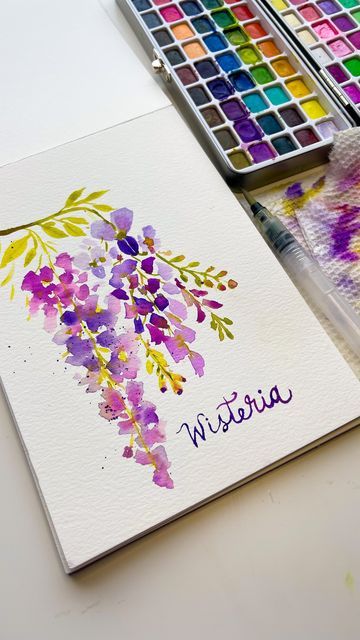 Michelle Beaudrot | Fine Artist | Watercolor Tutorials on Instagram Wisteria Painting, Thing To Paint, Watercolor Lesson, Watercolor Painting For Beginners, Paint Easy, Artist Watercolor, Paint Flowers, Flowy Style, Watercolour Flowers