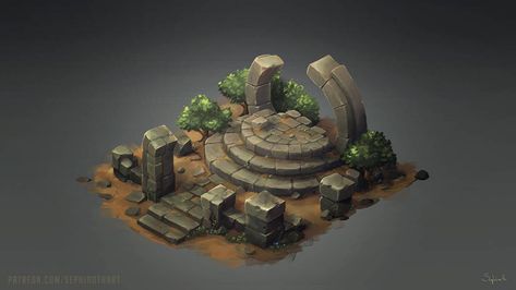 Ancient Ruin by Sephiroth-Art on DeviantArt Sephiroth Art, Game Art Environment, Props Ideas, Stylized Art, Poly Art, 3d Props, 2d Game Art, Isometric Art, Isometric Design