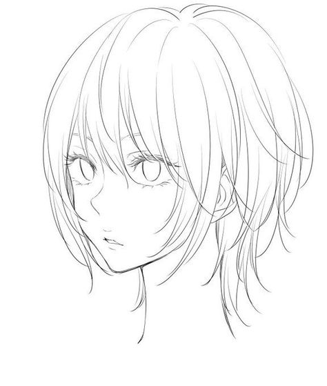 Simple Anime Hair, Hair Anime, Anime Drawings Tutorials, Art Tutorials Drawing, Art Drawings Sketches Simple, Cool Art Drawings, Sketchbook Art Inspiration, Anime Sketch, Drawing Base