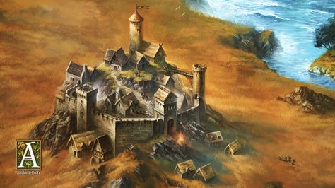 Feudal Society, Castle Homes, Small Castle, Small Castles, Fantasy Town, Chateau Medieval, Tabletop Rpg Maps, Rpg Map, Castle Art