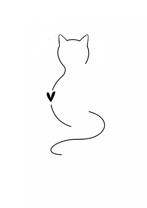 Cat Doodle Tattoo Designs, Cat Tea Cup Tattoo, Kitty Outline Tattoo, East Cat Drawing, Animal Line Drawings Simple, British Shorthair Tattoo, Cats Tatoos Ideas, Cat Tattoo Ideas Female, Black Cat Line Tattoo