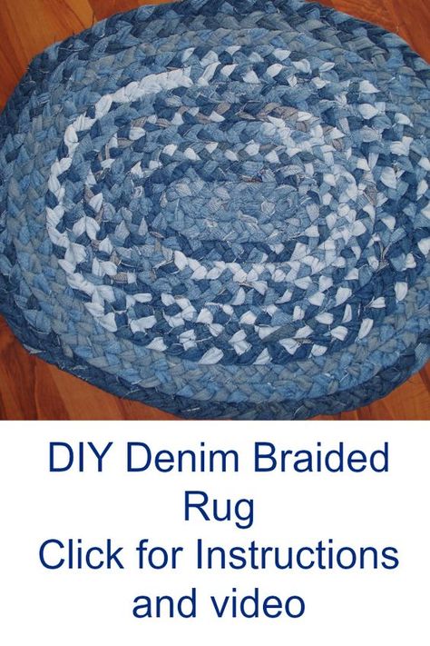 Repurpose Old Jeans, Blue Jean Rug, Denim Rag Rugs, Artisanats Denim, Diy Old Jeans, Round Braided Rug, Rag Rug Diy, Rope Rug, Braided Rug Diy