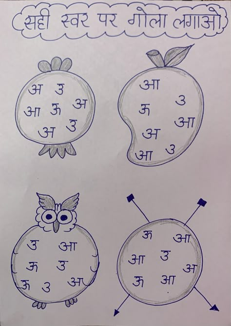 Worksheet For Hindi Swar, Playway Worksheets, Hindi Swar Worksheets For Kindergarten, Hindi Activity For Kids, Hindi Worksheet For Nursery, Hindi Worksheet For Lkg, Marathi Worksheets, Nursery School Activities, Preschool Poems