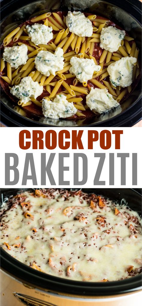 Crock Pot Baked Ziti, Slow Cooker Baked Ziti, Ziti Al Forno, Slow Cooker Baking, Recipe Crockpot, Baked Ziti Recipe, Crockpot Dishes, Baked Ziti, Crock Pot Slow Cooker