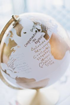 Sorrento what else? - Sinfonia Wedding Globe Wedding, Custom Globe, Painted Nursery, Hand Painted Globe, Diy Wedding Guest Book, Wedding Guest Book Table, Book Centerpieces, Painted Globe, Gold Globe