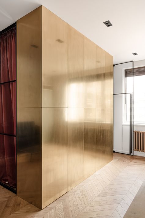 Mumbai Apartment, Hidden Bed, Glass Partition, Decorative Wall Panels, Gold Interior, Furniture Handles, Custom Made Furniture, Bespoke Design, Furniture Companies