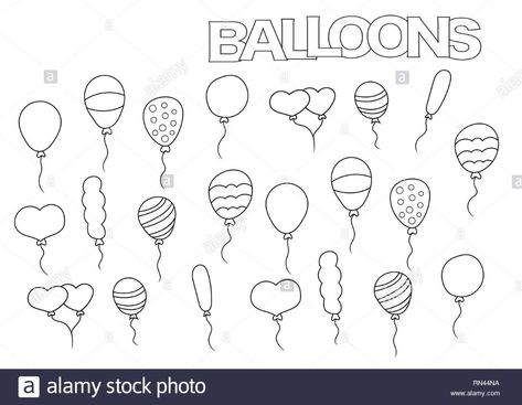 Ballon Drawings, Balloons Doodle, Draw Balloons, Balloon Doodle, Ballon Drawing, Embroidery Journaling, Balloons Drawing, How To Draw Balloons, Balloons Illustration