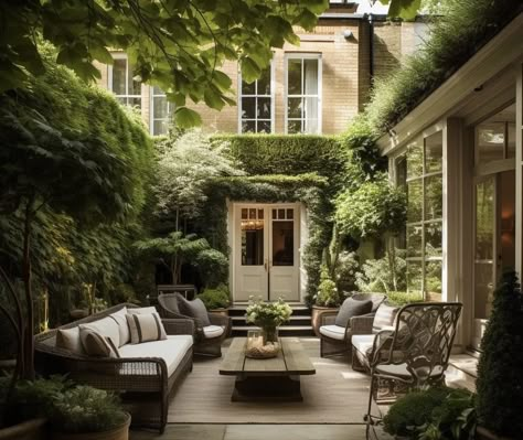 Victorian Terrace Garden, Italian Style Home, Townhouse Garden, Beautiful Home Gardens, London Townhouse, Victorian Terrace, Countryside House, Courtyard House, Stone Houses