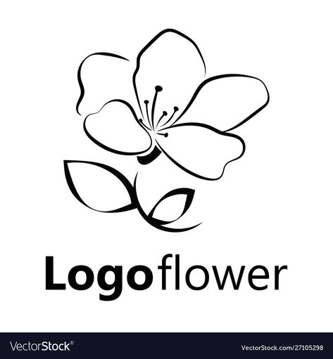 Cherry Blossom Logo, Blossom Logo, Spring Logo, Sakura Branch, Japanese Cherry Blossoms, Linear Art, Cosmetic Logo, White Drawing, Japanese Cherry Blossom