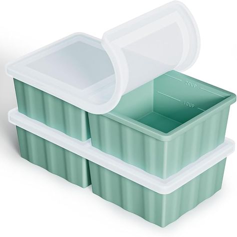 Amazon.com: Silicone Freezer Tray for Soup Ice Cubes: 2-Cup Freezing Tray for Meal Prep - 2 Pack Silicon Soup Portion Freeze Tray Make Stock Souped Ice Cube: Home & Kitchen Soup Cubes, Broths Soups, Liquid Meals, Pop Cubes, Tiny Room, Freezer Containers, Freezer Burn, Dark Home, Frozen Meals