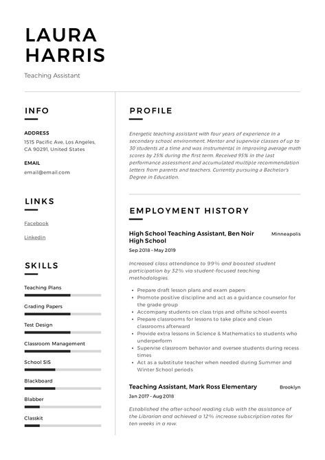 Retail Resume Examples, Retail Resume, Sample Resume Templates, Basic Resume, Resume Template Examples, Simple Resume Template, Professional Resume Template, Simple Resume, Teacher Assistant