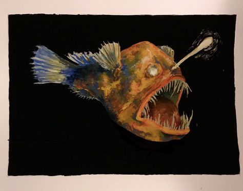 Angler Fish #anglerfish #art #painting #gouache #deepseacreature #drawing #anime #findingnemo #findingdory Anglerfish Drawing, Anglerfish Costume, Angler Fish Drawing Easy, Anglerfish Art, Angler Fish Sketch, Angler Fish Drawing, Angler Fish Drawing Realistic, Anglerfish Illustration, Angler Fish Art