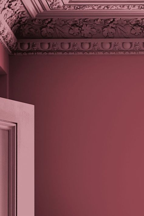 Burgandy Wall Paint, Red Paint Wall, Farrow And Ball Crimson Red, Mauve Wall Paint, Moody Feature Wall, Deep Red Bedroom, Red Bedroom Ideas, Laura Ashley Paint, Mauve Walls