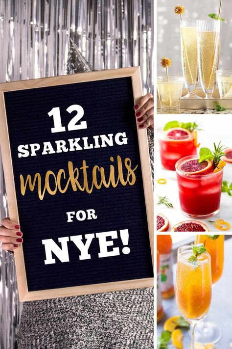 Festive + refreshing: 12 Sparkling Mocktail Recipes. These fun + delicious non-alcoholic cocktails will be a hit when you ring in the New Year. #mocktailrecipes Non Alcoholic Drinks New Years, Nye Drinks, Hr Ideas, Best Mocktail Recipe, New Years Eve Drinks, Holiday Mocktail, Mocktail Bar, New Year's Drinks, New Years Cocktails