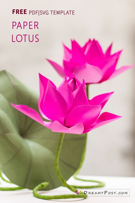 Lotus flower making with paper, free templates #paperflowers #flowertutorial #flowertemplate #freesvg Paper Lotus, Wine Bottle Diy Crafts, Paper Flower Template, Paper Flowers Craft, Lotus Flowers, Paper Flower Tutorial, Origami Flowers, Flower Template, Wine Bottle Crafts