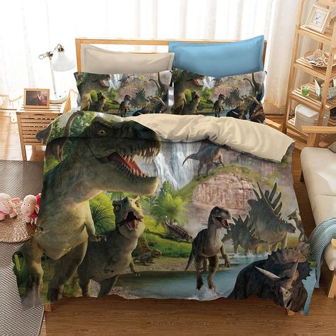 3D Dinosaur World Print Bedding Sets #3D, #bedding, #dinosaur Dinosaur Quilt, Dinosaur Bedding, Dinosaur Bedroom, Kids Duvet, Kids Duvet Cover, Cartoon Dinosaur, Bed Sets, Duvet Bedding, Quilt Cover Sets