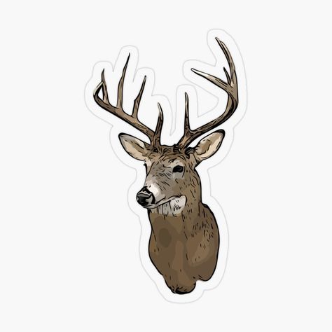 Get my art printed on awesome products. Support me at Redbubble #RBandME: https://www.redbubble.com/i/sticker/Whitetail-Big-Buck-Illustrated-Deer-Head-Wall-Mount-by-CynthiaCharlene/49092107.O9UDB?asc=u Deer Heads Mount, Deer Head Wall Mount, Deer Sticker, Big Buck, Deer Drawing, Deer Mounts, Buck Deer, Camping Stuff, Simple Line Drawings