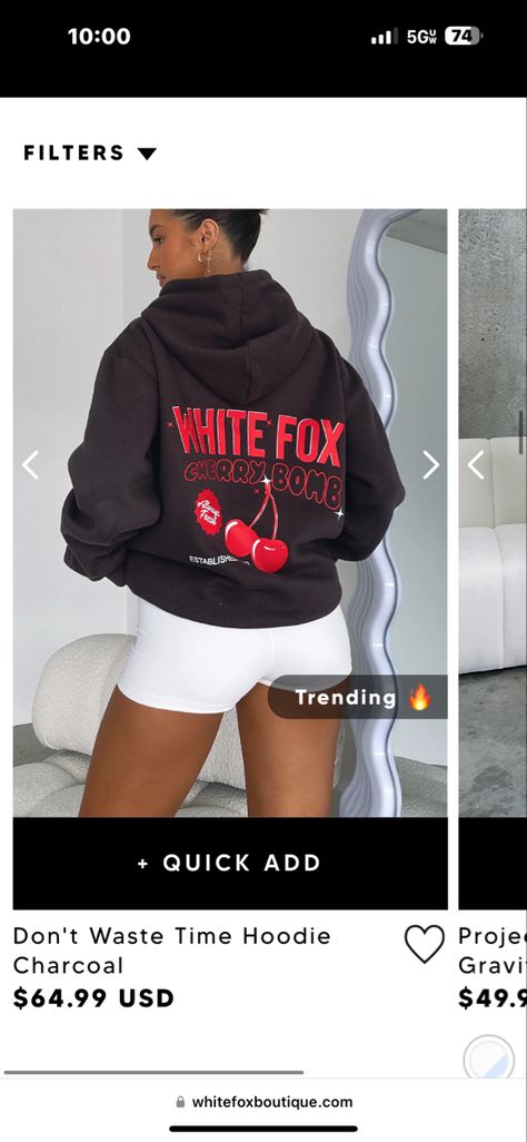 White Fox Hoodie, Fox Hoodie, Winter Nails Acrylic, Dream Closets, Cherry Bomb, Teenager Outfits, Hoodie Outfit, White Fox, Red Hoodie