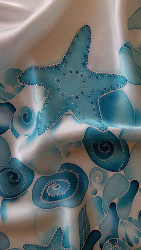 blue handpainted Silk Scarf Sea Handmade scarves Silk shawl Scarf Painting, Nautical Scarf, Silk Painting Techniques, Silk Head Scarf, Ideas Regalo, Handpainted Silk Scarves, Turquoise Scarf, Corset Sewing Pattern, Hand Painted Scarves