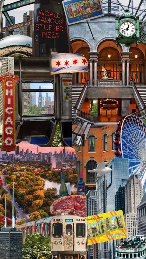 Chicago 🍕 Chicago Background Wallpapers, Aesthetic Wallpaper Chicago, Wallpaper Backgrounds Chicago, Chicago Background, Chicago Collage, Chicago Poster Aesthetic, Chicago Ideas, Chicago Wallpaper, City Collage