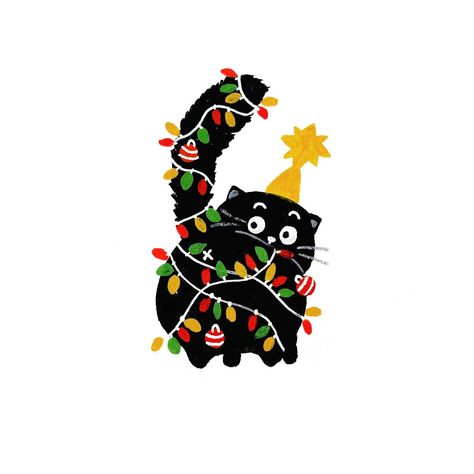 jessica (@calliandco) • Instagram photos and videos Goth Wallpaper, New Year Designs, Meowy Christmas, Cats Illustration, Christmas Cat, Merry Christmas And Happy New Year, Cat Art, Happy Holidays, Holiday Season