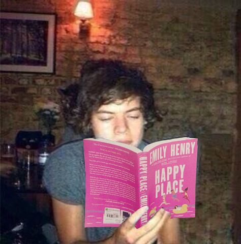 Emily Henry Books Aesthetic, Happy Place Emily Henry Fanart, Happy Place Book Aesthetic, Happy Place By Emily Henry, Happy Place Emily Henry Quotes, Emily Henry Happy Place, Harry Styles Reading, Happy Place Emily Henry Aesthetic, Happy Place Book