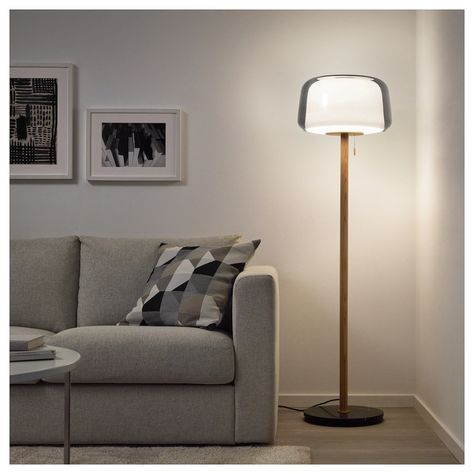 EVEDAL Floor lamp with LED bulb - marble gray, gray - IKEA Ikea Floor Lamp, Floor Lamp Base, Glass Floor Lamp, Reading Lamp Floor, Side Table Lamps, Stand Light, Glass Floor, Standing Lamp, Reading Lamp