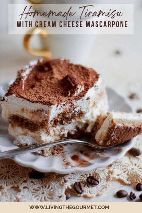 Our Tiramisu recipe features a cream cheese mascarpone layer adding practicality to this fuss-free yet impressive dessert! Homemade Tiramisu, Mascarpone Recipes, Impressive Dessert, Tiramisu Recipe, Kinds Of Desserts, Delicious Cake Recipes, Decadent Cakes, Scrumptious Desserts, Best Italian Recipes