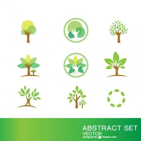 Symboles de l'écologie fixés Vecteur gratuit Desain Merek, Tree Abstract, Eco Logo, Design Studio Logo, Hipster Design, Tree Logo, Shop Logo Design, Tree Logos, Company Logo Design