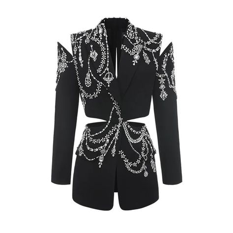 Blazer With Crystals, Rhinestone Clothes Diy, Enhypen Stage Outfit, Bejeweled Blazer, Blazer Rhinestones, Diamond Outfit, Skz Outfits, Rhinestone Blazer, Anarchy Symbol