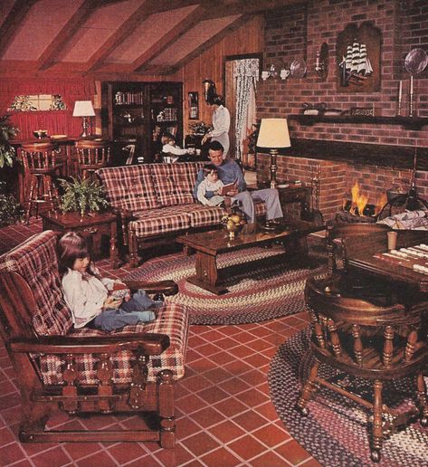 1977 SEARS Open Hearth Family Room Furniture Magazine Ad | Flickr 70s Couch, Furniture Magazine, Family Room Furniture, Retro Interior Design, Colonial Furniture, 70s Home, 70s Home Decor, Mid Century Living, Casa Vintage