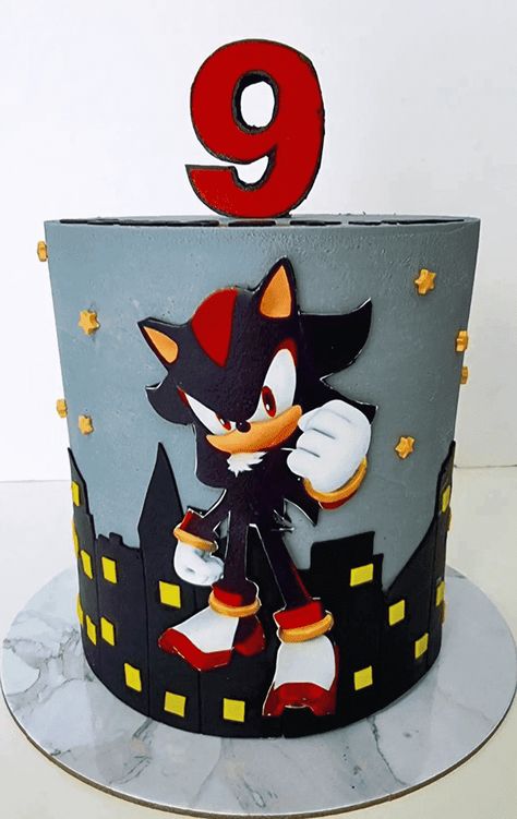 Birthday Cake Sonic The Hedgehog, Sonic Shadow Birthday Party, Sonic Shadow Birthday Cake, Sonic And Shadow Cake, Shadow Cake Sonic, Sonic Shadow Cake, Shadow Birthday Party, Shadow The Hedgehog Birthday Party, Sonic Birthday Cake Ideas