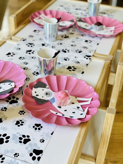 Playful Puppy Party | CatchMyParty.com Girls Puppy Birthday Party, Pink Puppy Birthday Party, Two Let The Dogs Out Party Girl, Puppy Love Birthday Party, Lets Pawty Birthday Girl, Birthday Paw-ty, Puppy Birthday Party Theme, Let’s Pawty Birthday Decor, Puppy Party Theme