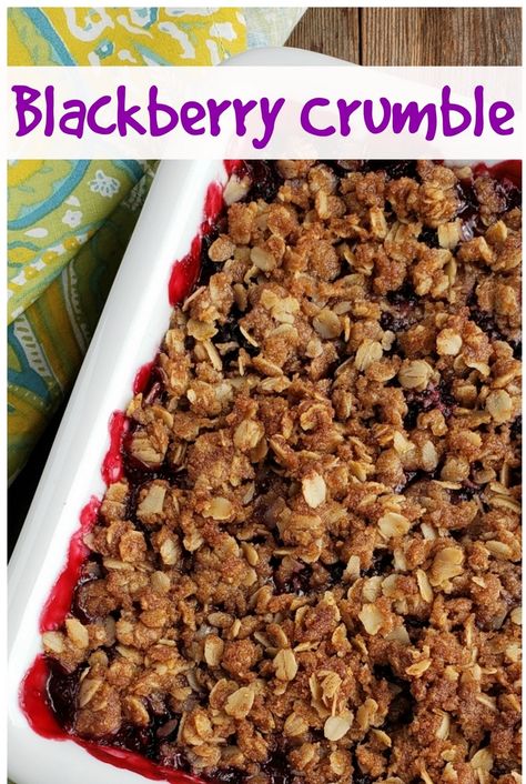 This blackberry crumble recipe is a crowd-pleaser. Enjoy the warm and comforting flavors of blackberries and a crispy crumble topping. via @cmpollak1 Blackberry Oatmeal Crisp, Blackberry Crumble Bars, Blackberry Crisp With Oatmeal, Blackberry Crisp Recipe Crumble, Blackberry Apple Crisp, Fresh Blackberry Recipes, Blackberry Crumble Pie, Blackberry Streusel, Blackberries Recipes