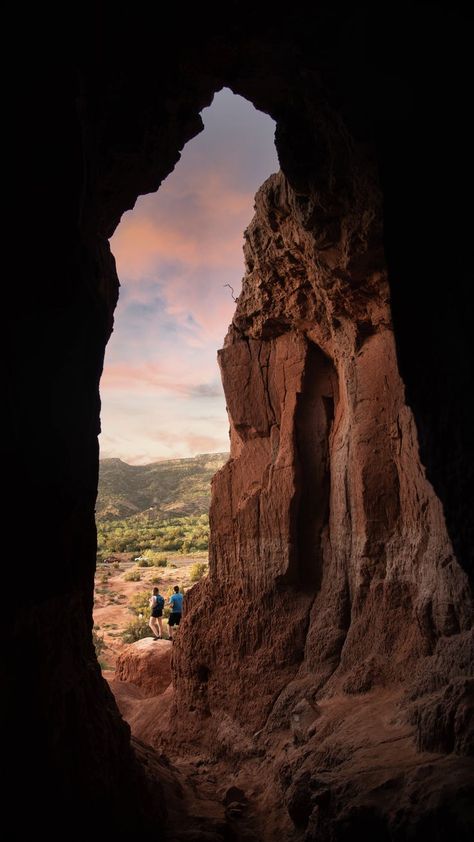 Headed to Palo Duro Canyon? Don't miss this easy, yet beautiful hike! Just a short distance from the parking lot, you will be able to climb into a giant cave! Like this Content? Check out our website for more: www.travelwiththeoneyoulove.com Palo Duro Canyon Photography, Pablo Duro Canyon, Palo Duro Canyon State Park, Texas Travel Guide, Texas State Parks, Guadalupe Mountains National Park, Travel Texas, Texas Panhandle, Guadalupe Mountains