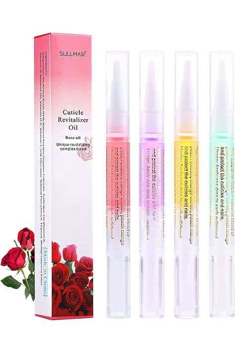 SULLMAR Cuticle Oil Cuticle Pen Cuticle Pen Nail Nutrition Oil Repair Nail Care Essential Oil Moist Cuticle Oil Pen for Nails (cuticle oil-4pcs) (cuticle oil-4pcs) Nails Classic, Cuticle Oil Pen, Oil Pen, Nail Repair, Nail Cuticle, Peach Mango, Rose Oil, Cuticle Oil, Fashion Nails