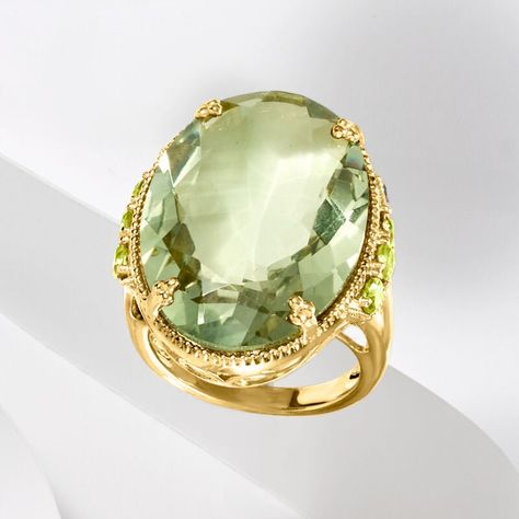 August Birthdays, Prasiolite Ring, Peridot Birthstone, August Birthday, Peridot Ring, Ring Collection, Ring Collections, Fine Jewelry, Yellow Gold