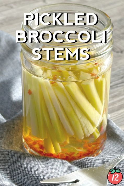 Pickled Broccoli Stems | 12 Tomatoes Pickled Broccoli Stems, Canning Broccoli, Pickle Veggies, Pickled Broccoli, Canning Room, Pickled Things, Pickled Eggs Recipe, Yummy Vegetables, Pickled Vegetables Recipe